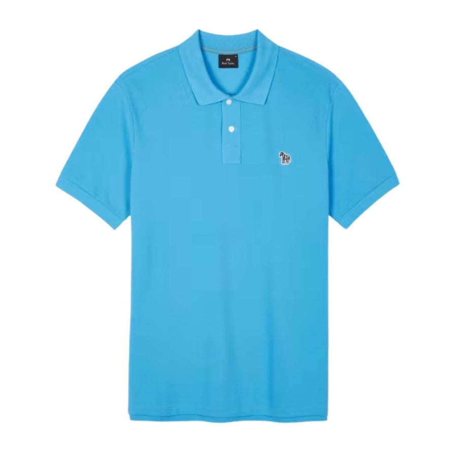 Paul Smith Organic Cotton Zebra Patch Logo Sea Blue Polo Shirt