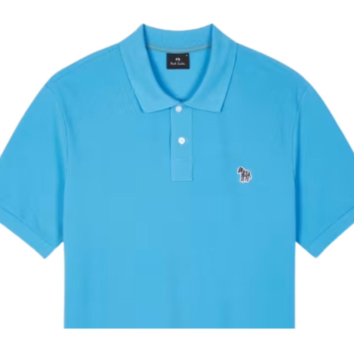 Paul Smith Organic Cotton Zebra Patch Logo Sea Blue Polo Shirt