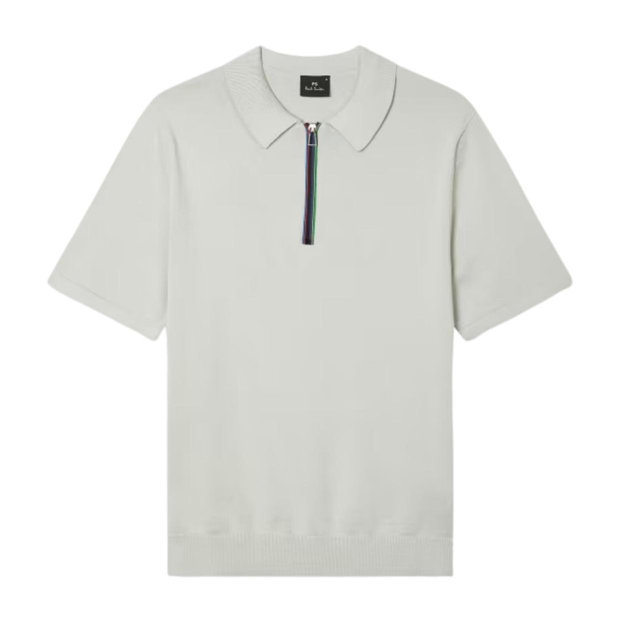 Paul Smith Sports Stripe Half Zip Light Grey Sweat Polo Shirt