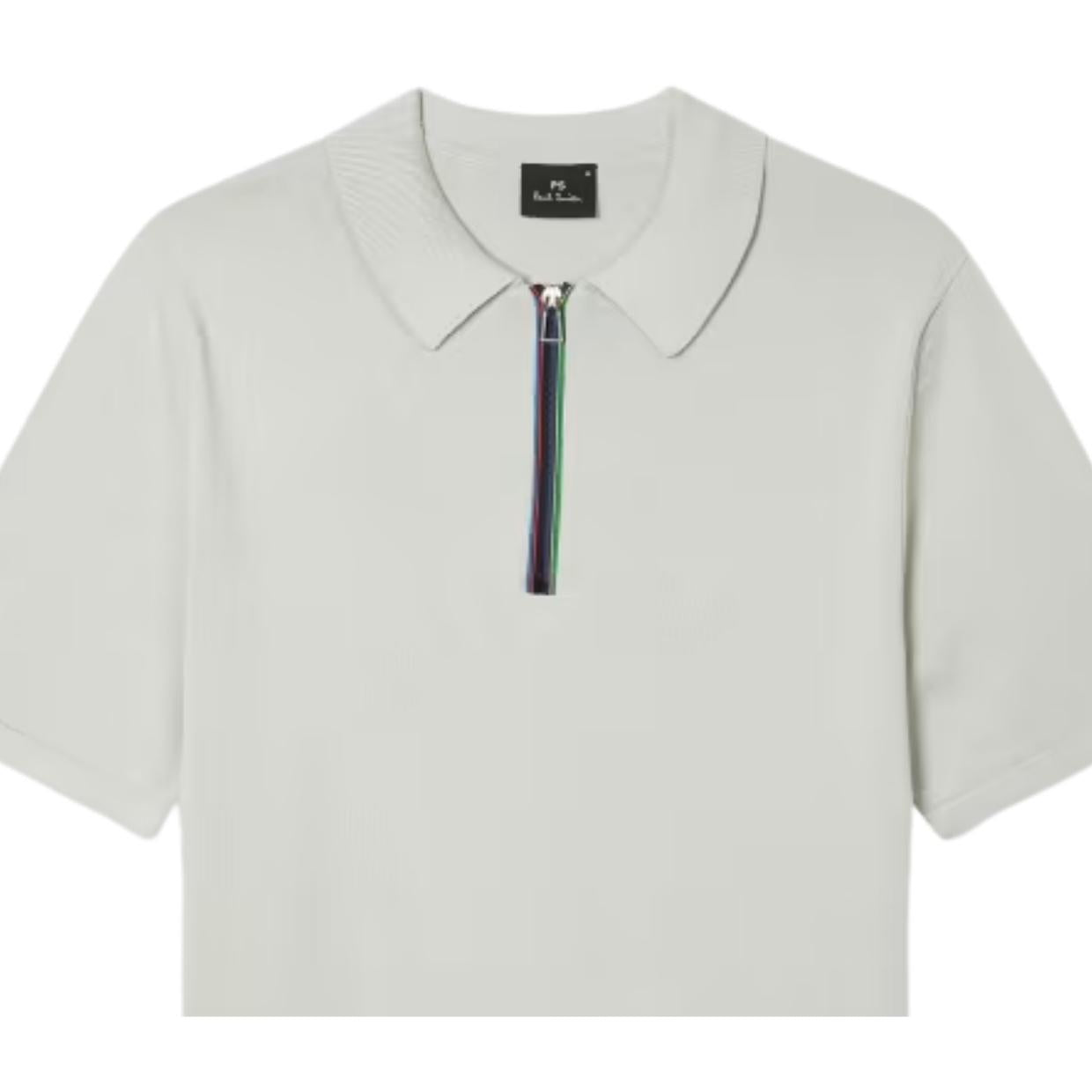 Paul Smith Sports Stripe Half Zip Light Grey Sweat Polo Shirt