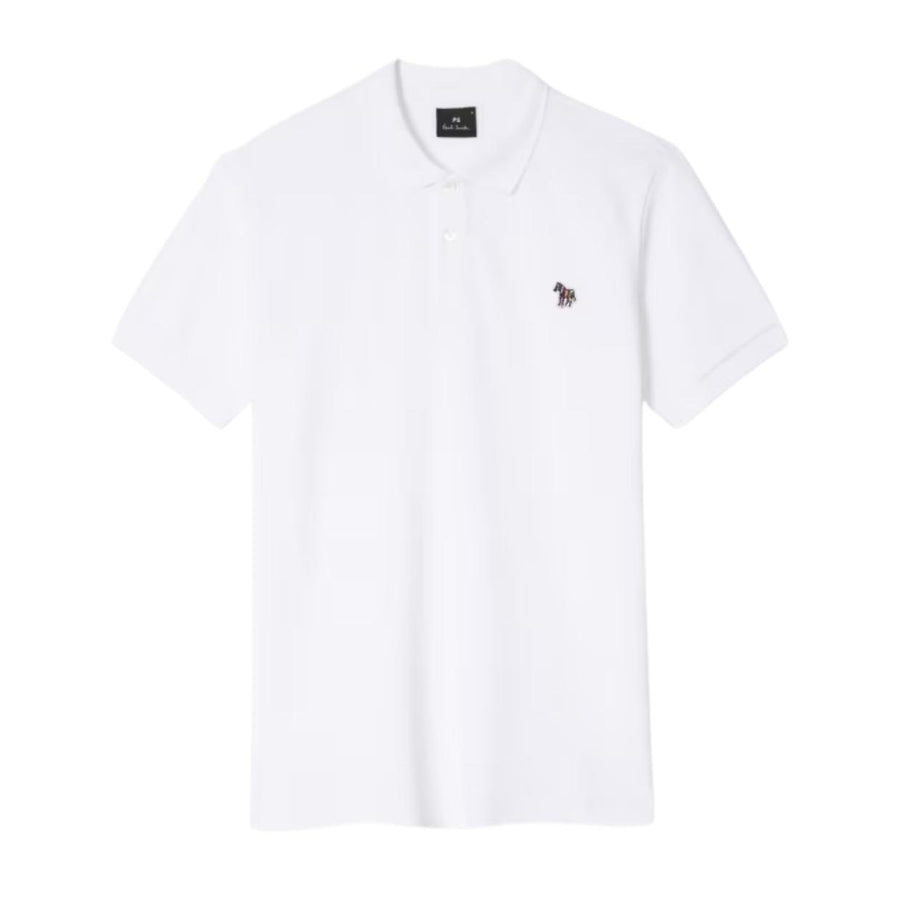 Paul Smith Organic Cotton Zebra Patch Logo White Polo Shirt