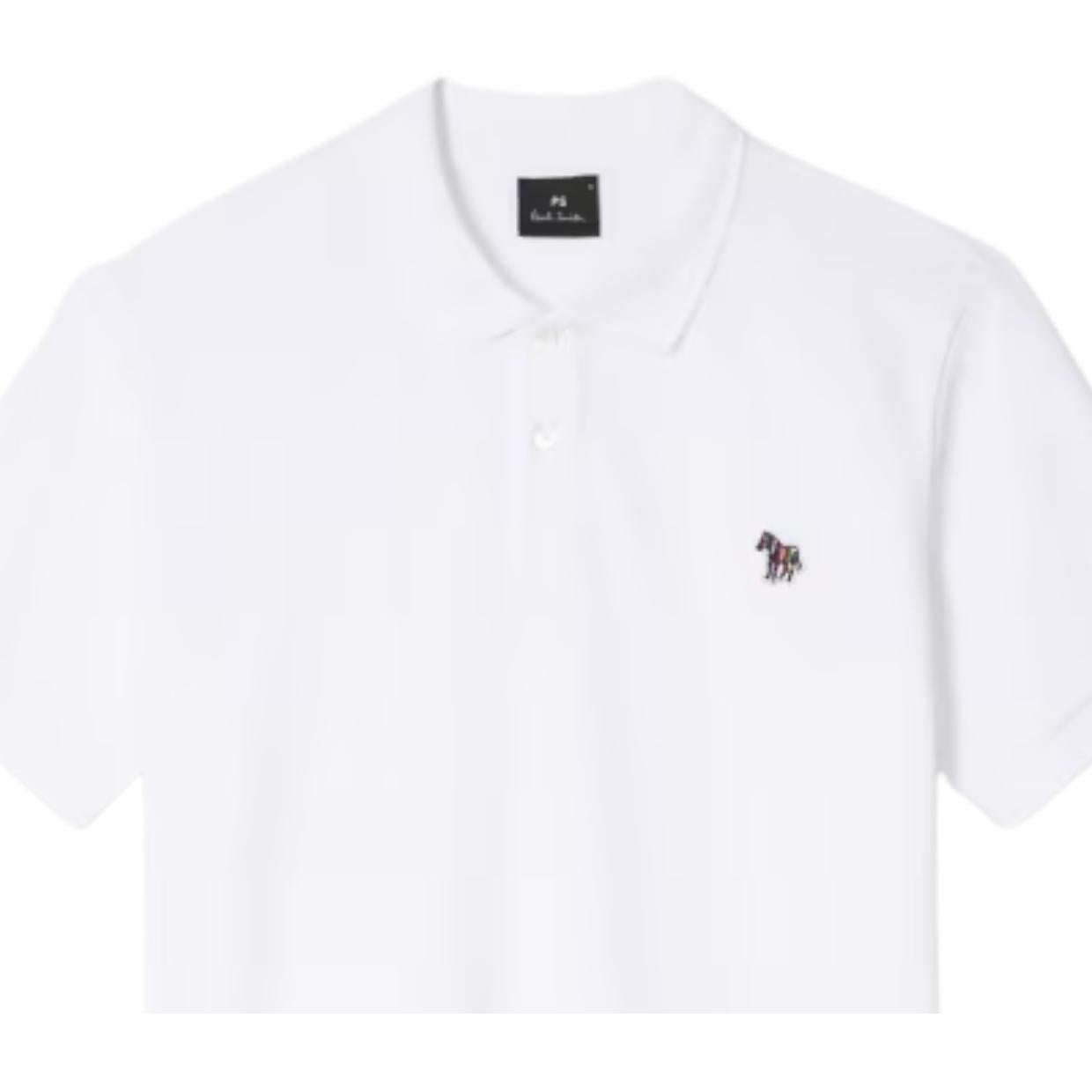 Paul Smith Organic Cotton Zebra Patch Logo White Polo Shirt