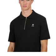 Sandbanks Logo Badge Black Half Zip Knitted Polo Shirt
