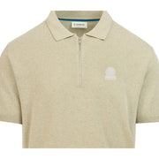 Sandbanks Logo Badge Stone Half Zip Knitted Polo Shirt