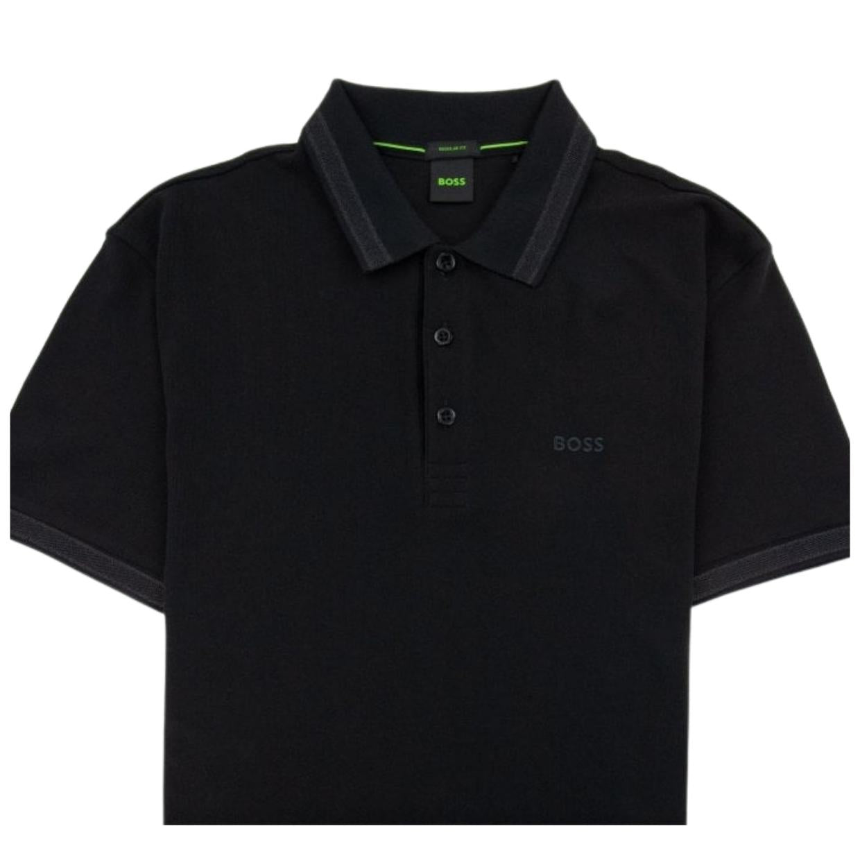 BOSS Paddy Cotton Pique Black Polo Shirt