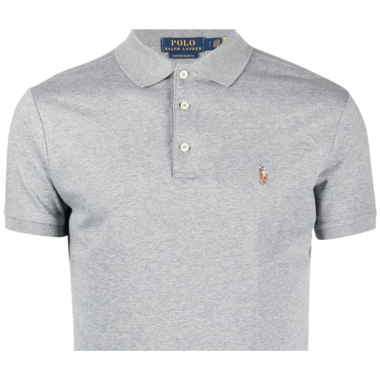 Polo Ralph Lauren Embroidered Logo Heather Grey Polo Shirt