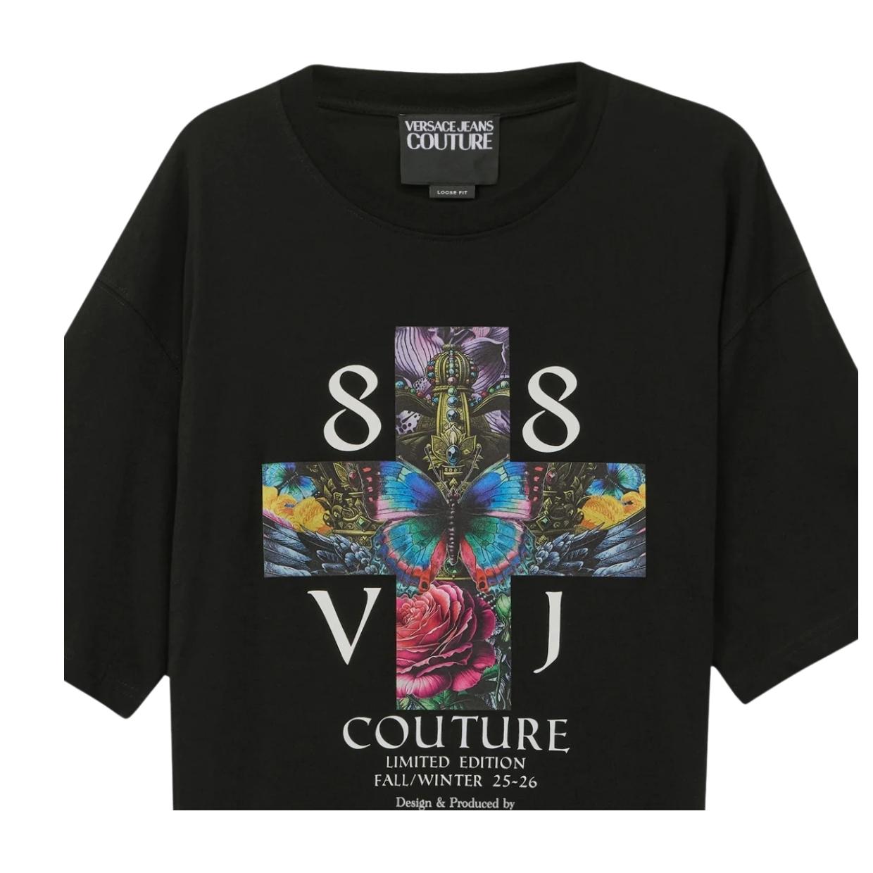 Versace Jeans Couture Printed Graphic Black T-Shirt