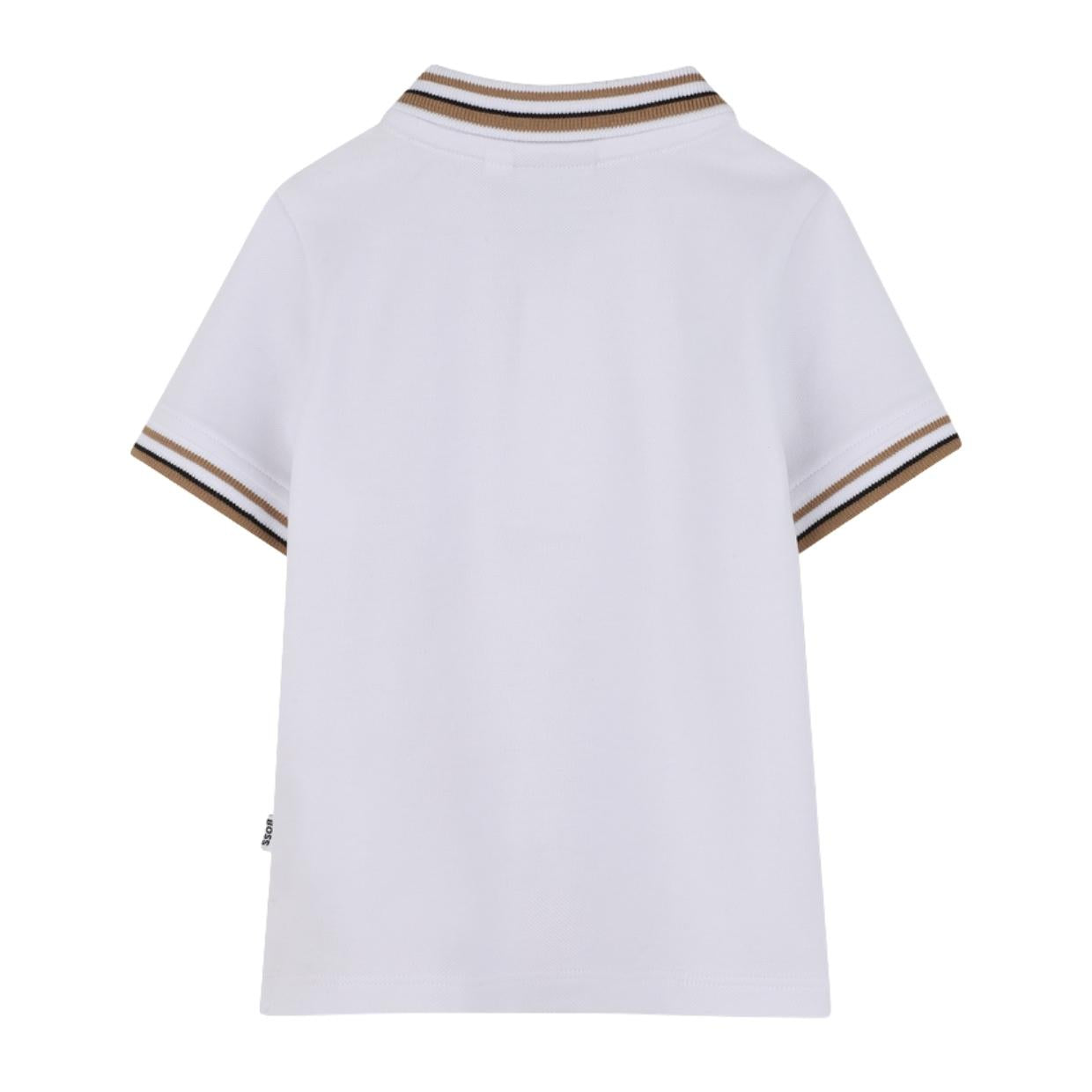 BOSS Baby Iconic Stripes White Short Sleeve Polo Shirt