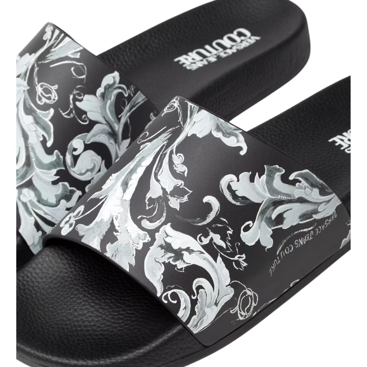 Versace Jeans Couture Outline Barocco Black Sliders