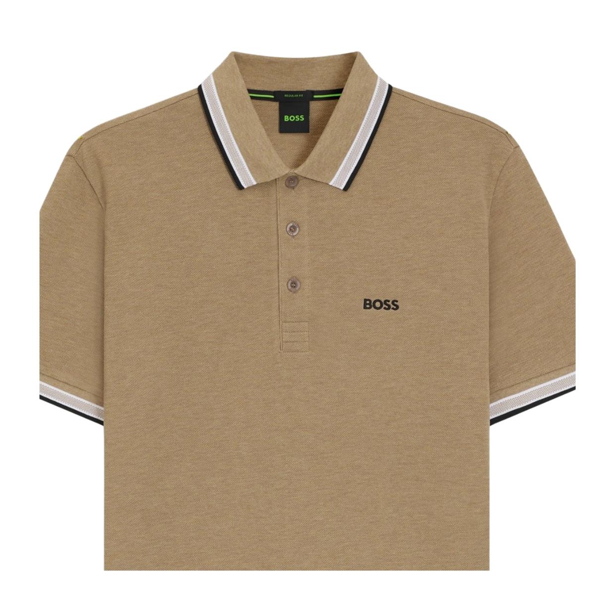BOSS Paddy Cotton Pique Beige Polo Shirt