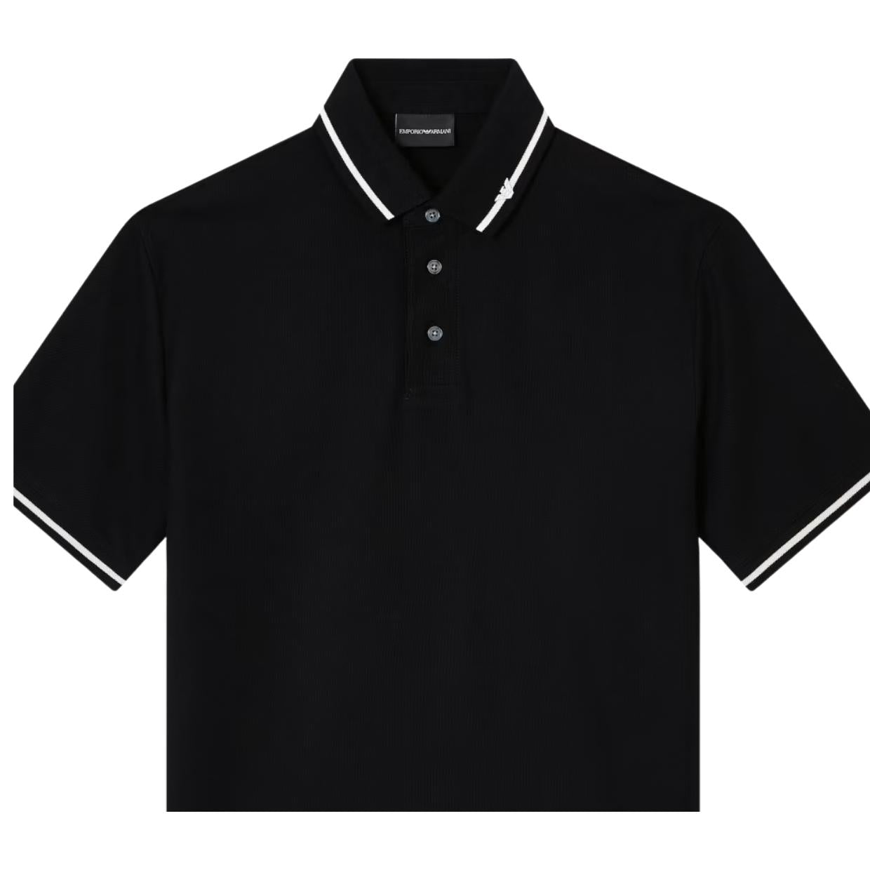 Emporio Armani Micro Eagle Embroidery Black Polo Shirt