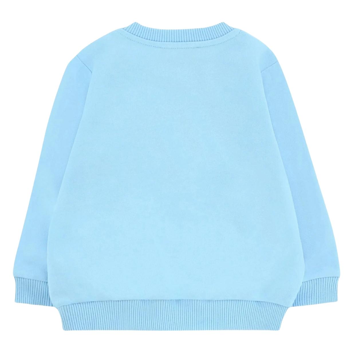 Moschino Baby Teddy Bear Logo Sky Blue Crew Neck Sweatshirt
