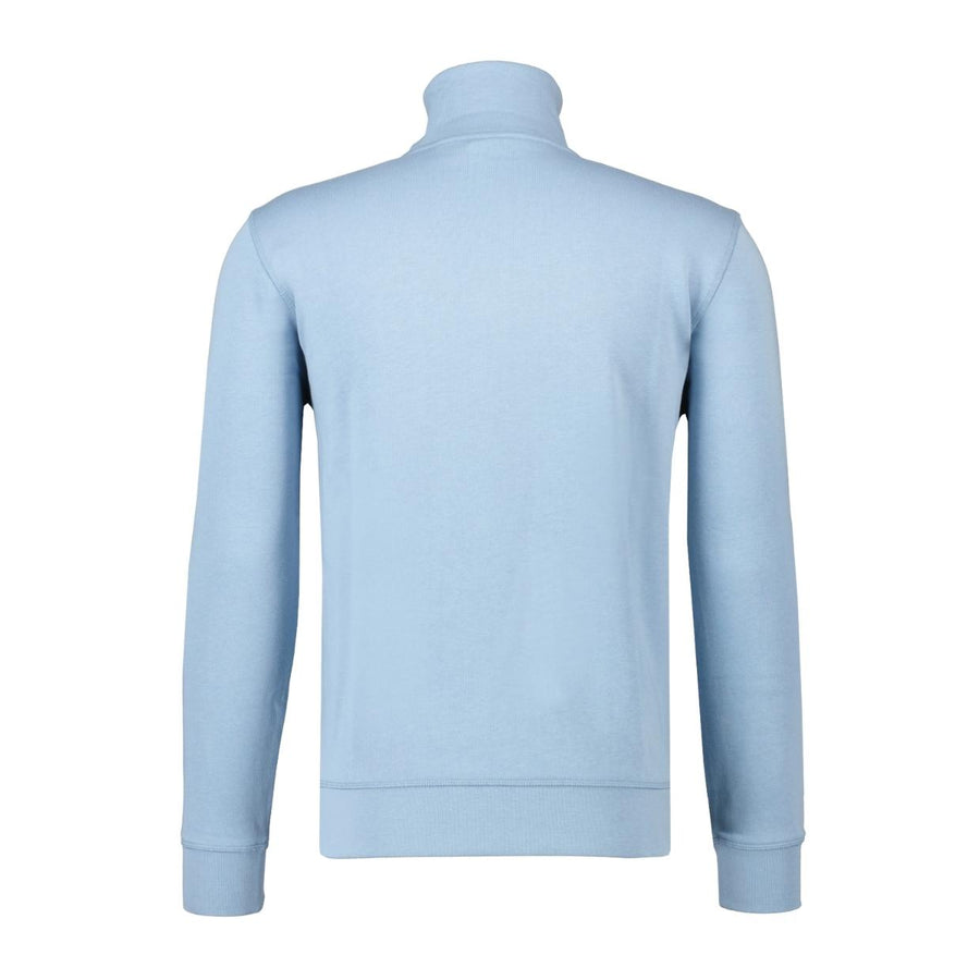 BOSS Zetrust Logo Patch Light Blue Zip Neck Sweatshirt