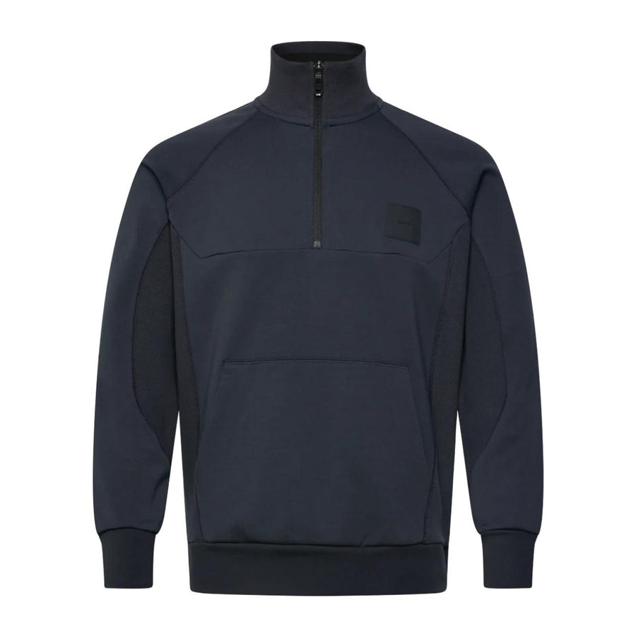 BOSS Sweat Rib Half Zip Navy Sweatshirt