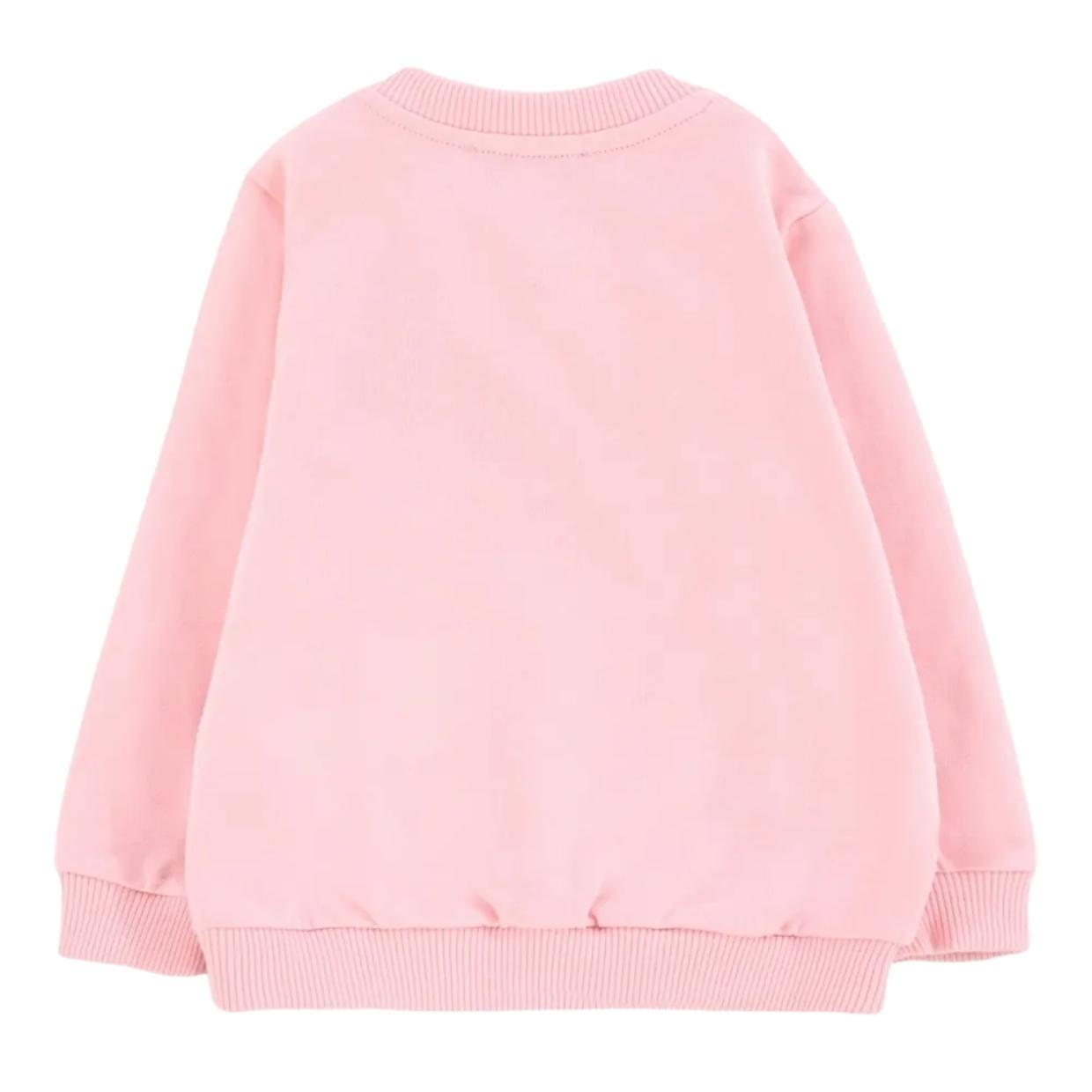Moschino Baby Teddy Bear Logo Pink Crew Neck Sweatshirt