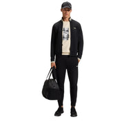 BOSS Contrast Stripe Detail Black Zip-Up Sweatshirt