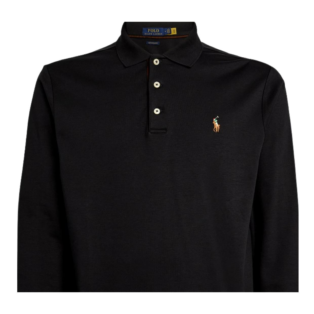 Polo Ralph Lauren Embroidered Pony Black Long Sleeve Polo Shirts