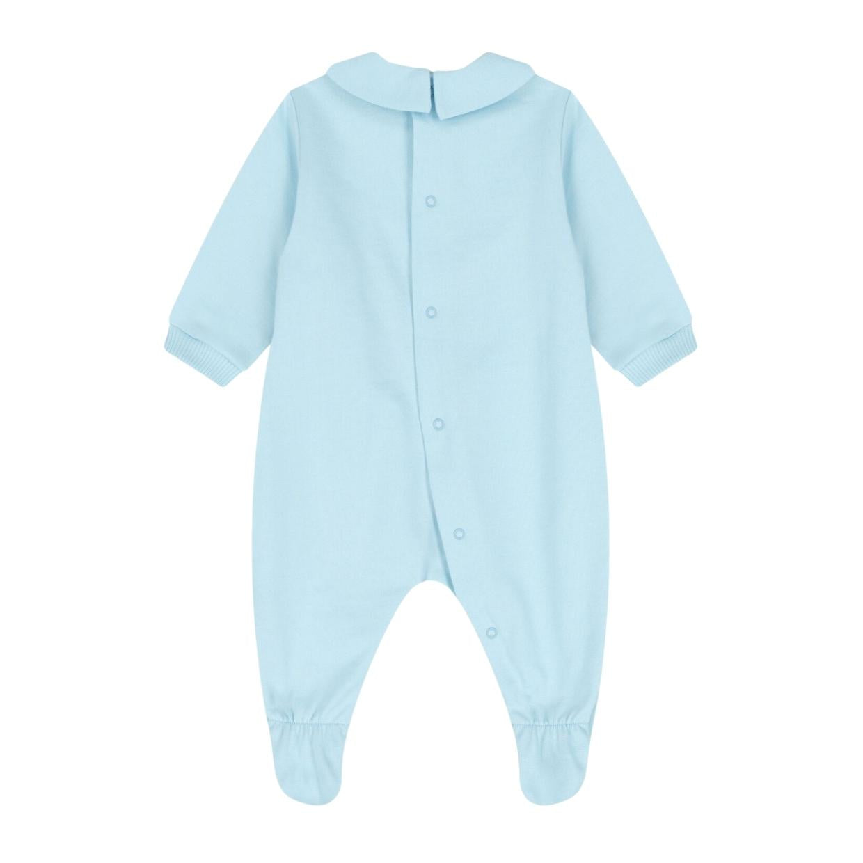 Moschino Baby Print Teddy Bear Sky Blue Babygrow
