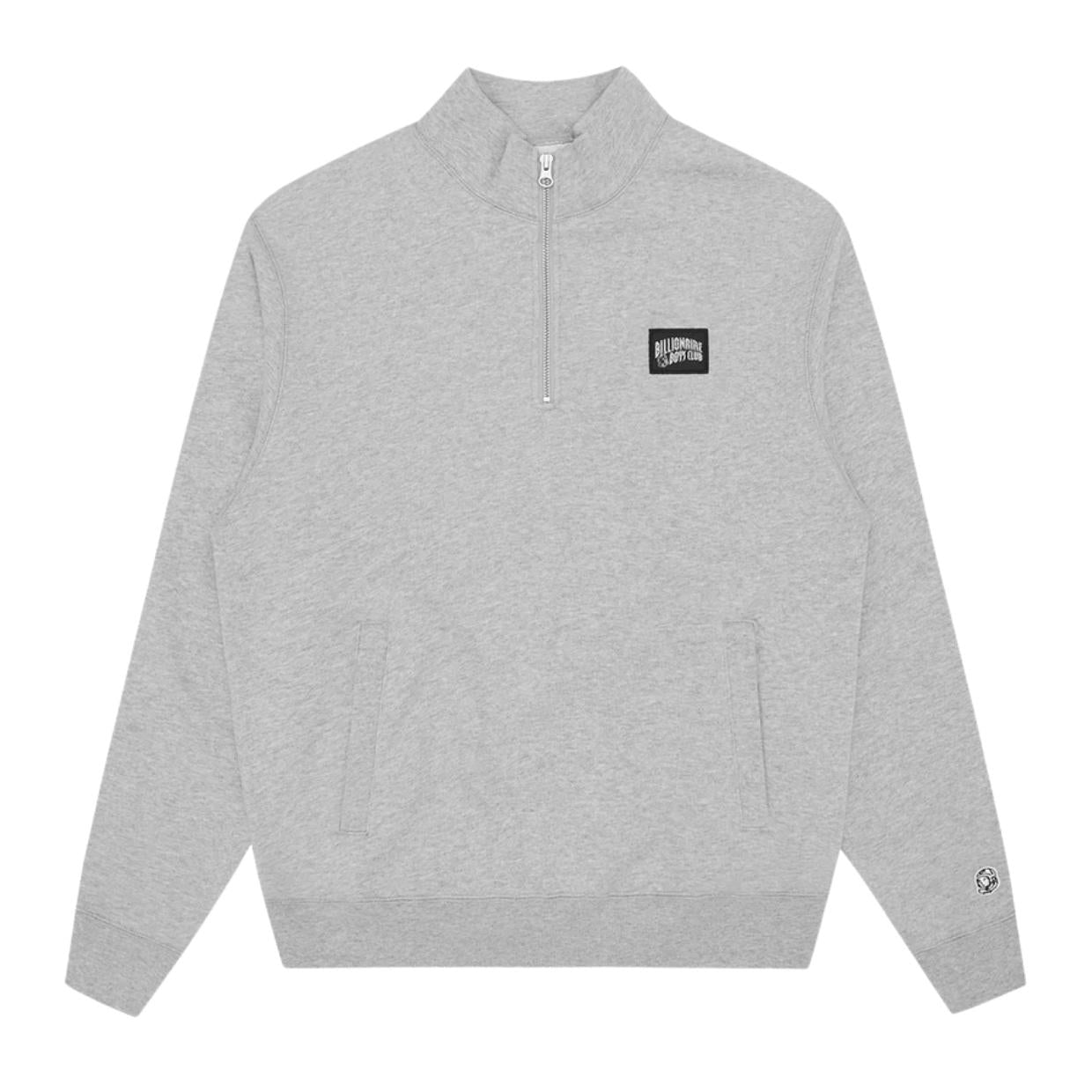 Billionaire Boys Club Logo Patch Heather Grey Half Zip Sweatshirt