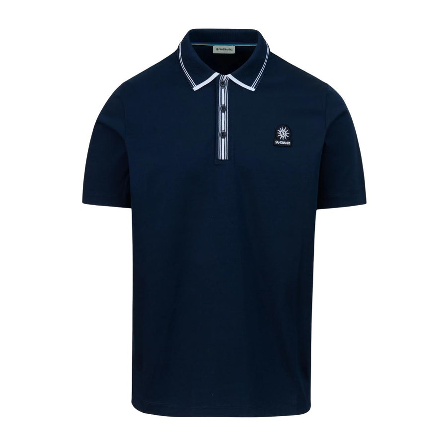 Sandbanks Contrast Stripe Navy Polo Shirt