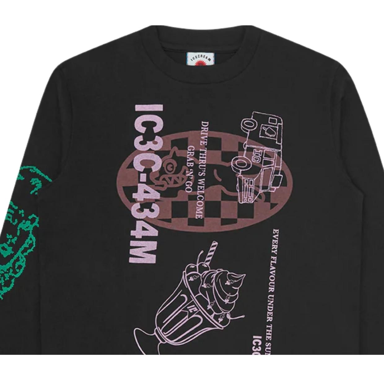 ICECREAM Multi Graphic Long Sleeve Black T-Shirt