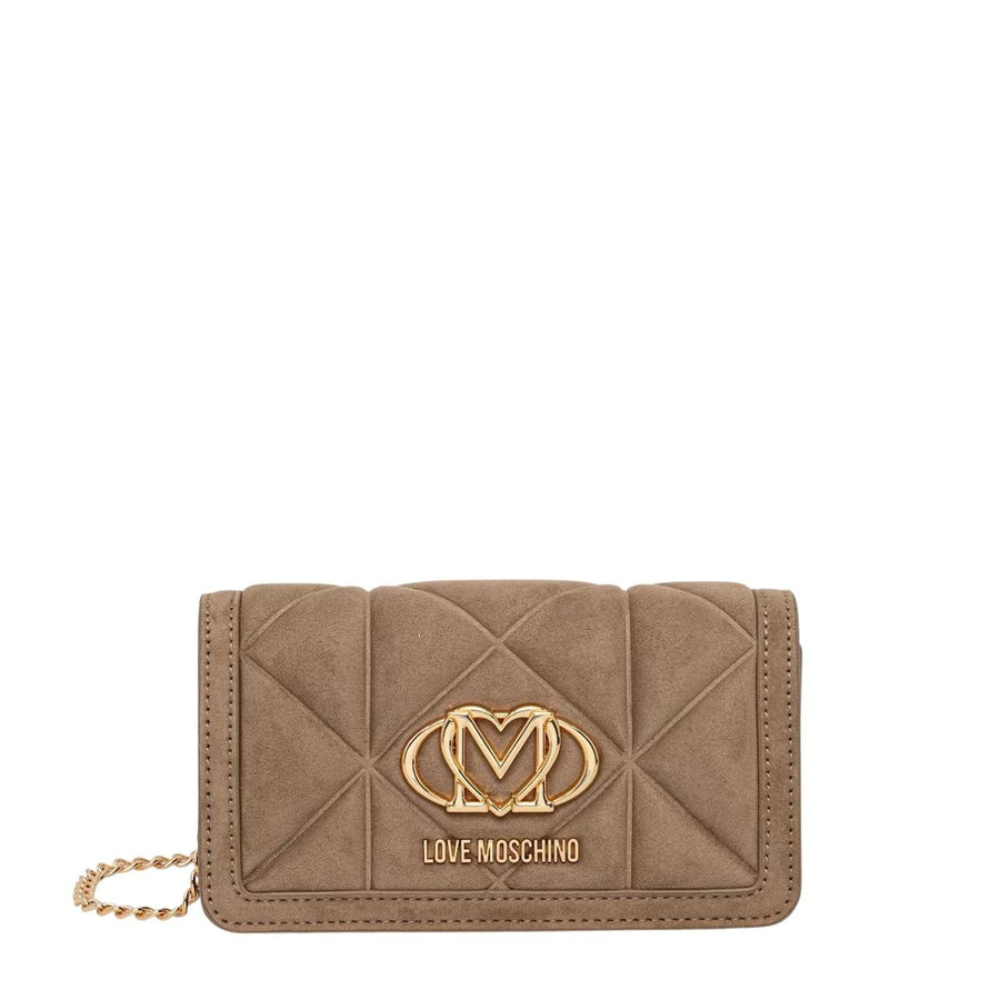 Love Moschino Embossed Quilted Chain Mini Wallet Soft Fabric Crossbody Bag