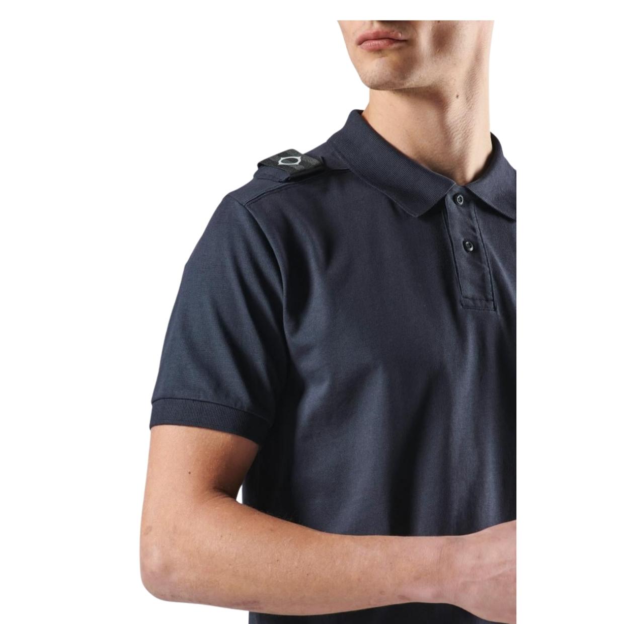 MA.STRUM Logo Badge Ink Navy Jersey Polo Shirt