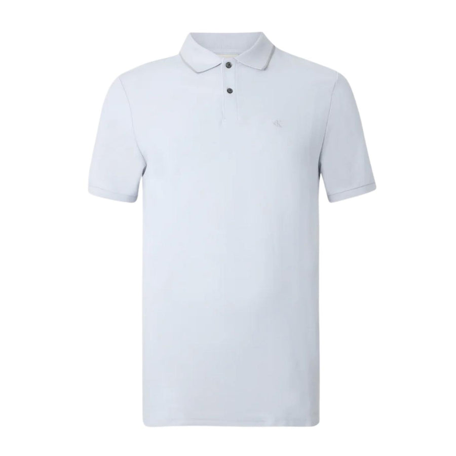 Calvin Klein Refined Pique Tipped Sky Blue Polo Shirt