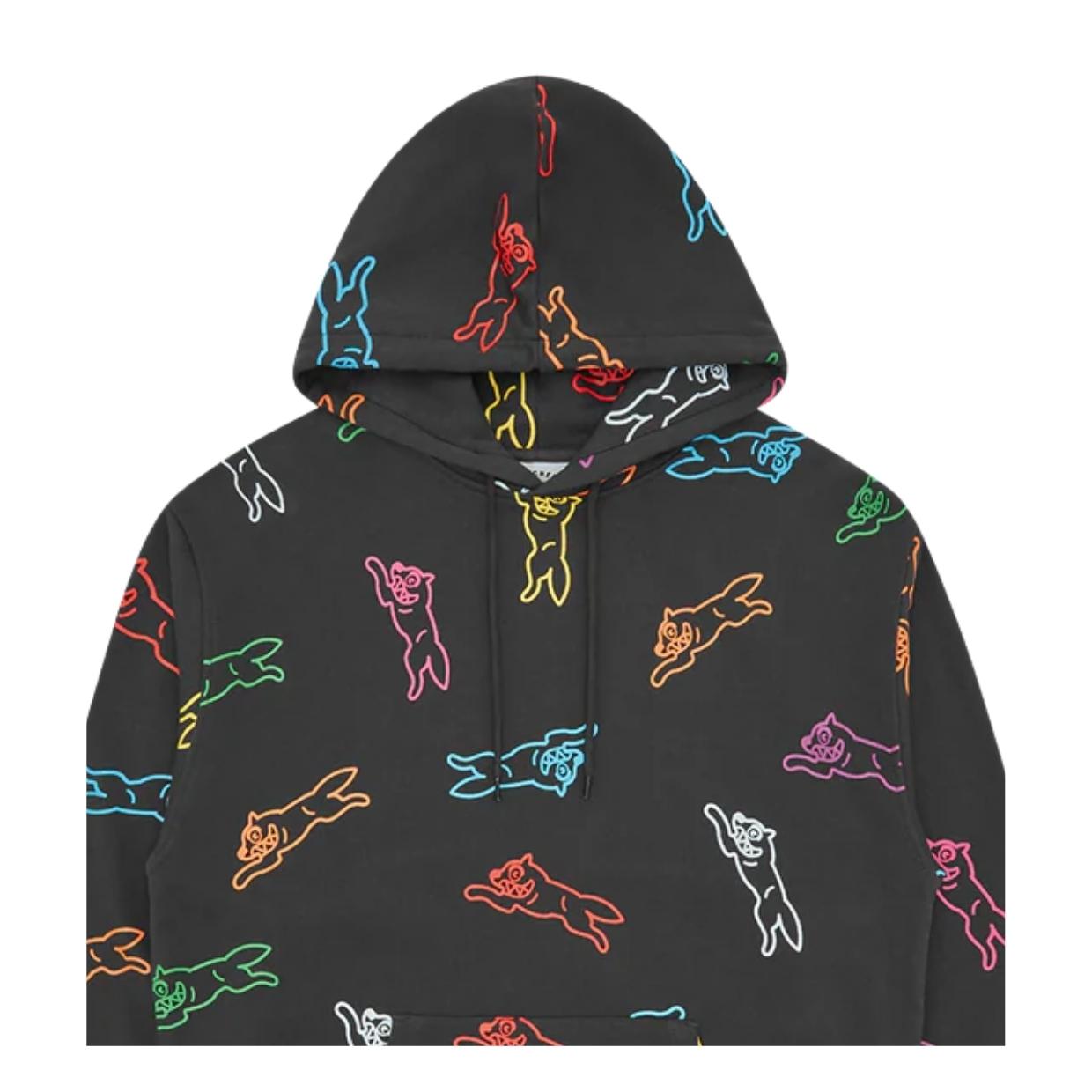 ICECREAM All-Over Running Dog Charcoal Black Hoodie
