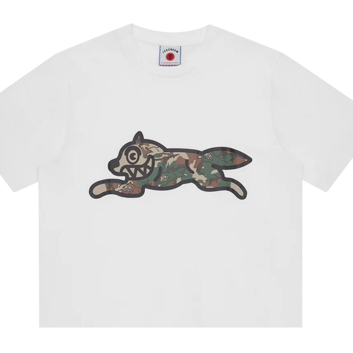 ICECREAM Woodland Camo Running Dog White T-Shirt
