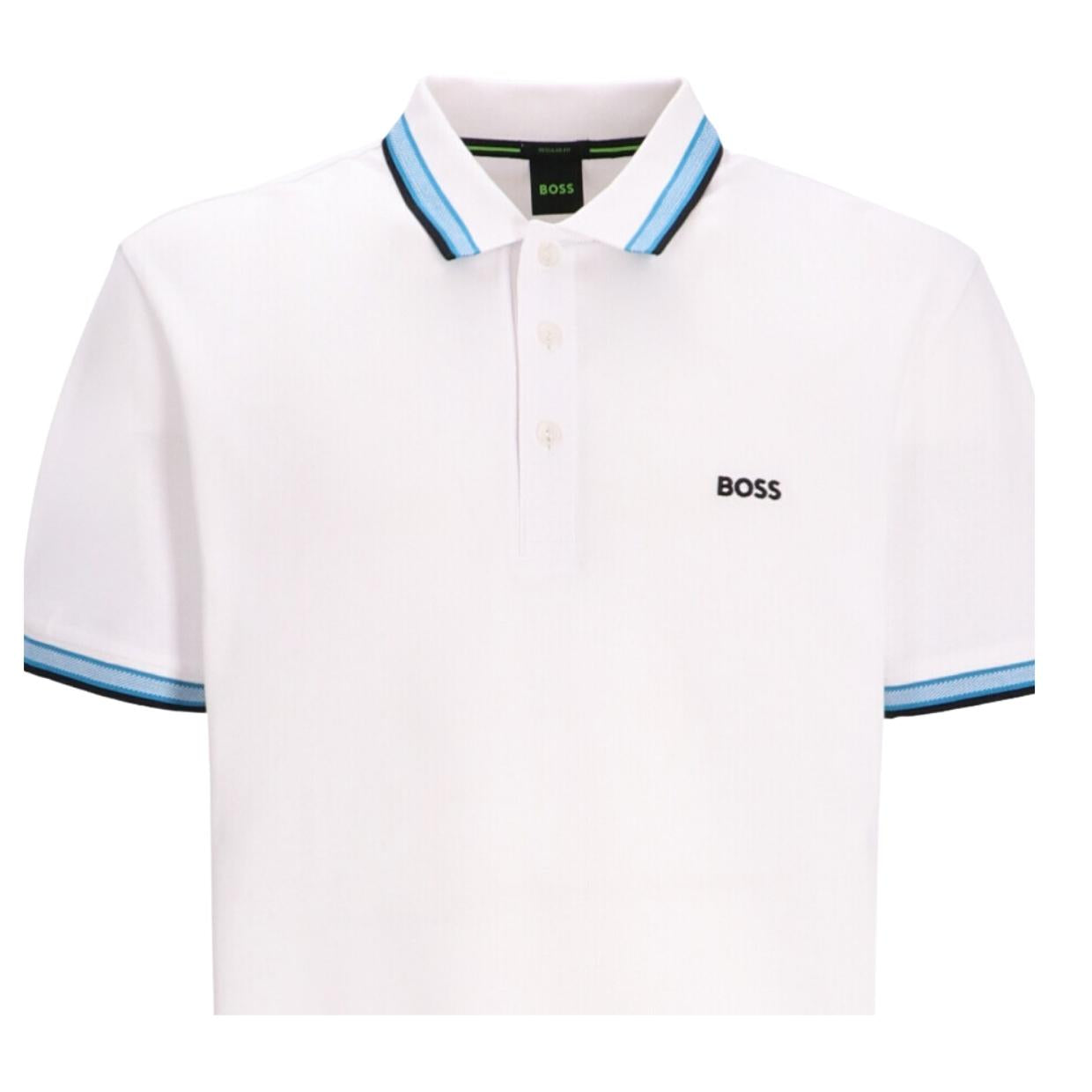 BOSS Paddy Cotton Pique White Polo Shirt