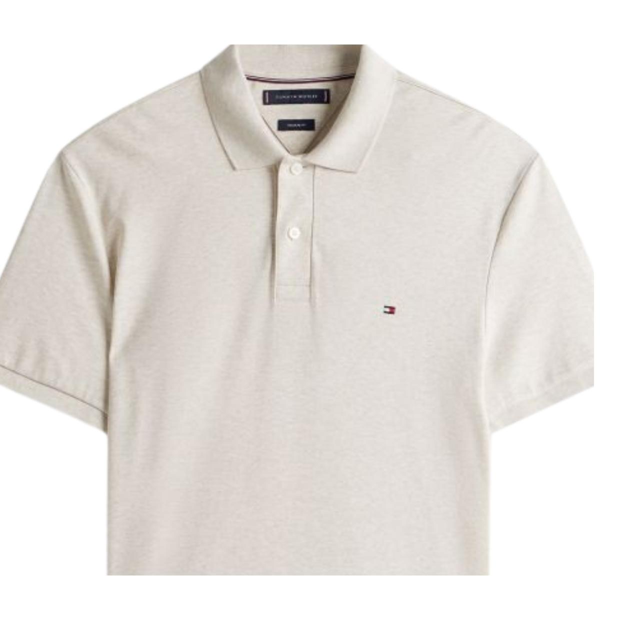 Tommy Hilfiger Liquid Cotton Heathered Oatmilk Polo Shirt