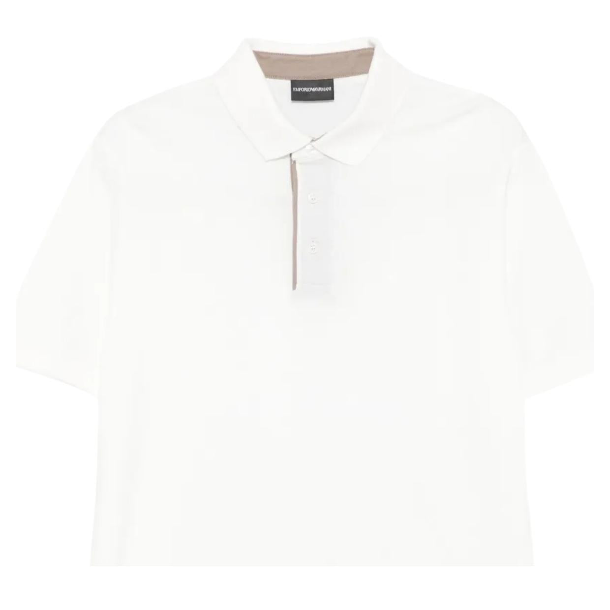Emporio Armani Embroidered Eagle White Polo Shirt