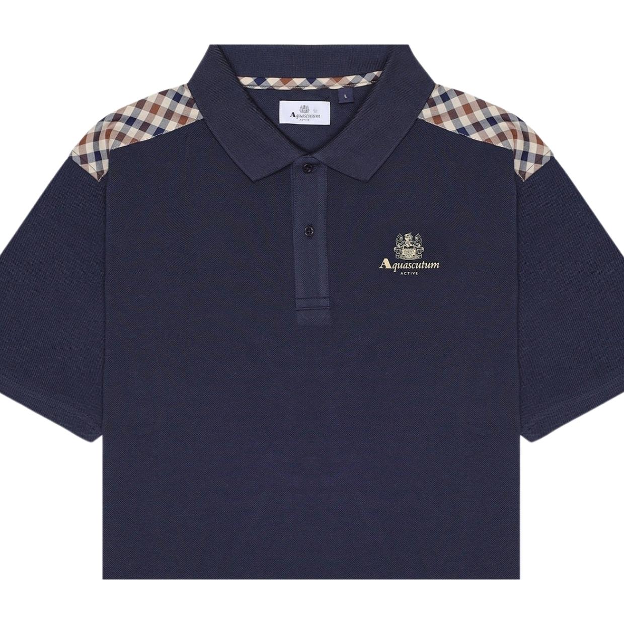 Aquascutum Active Stripes Piquet Navy Polo Shirts