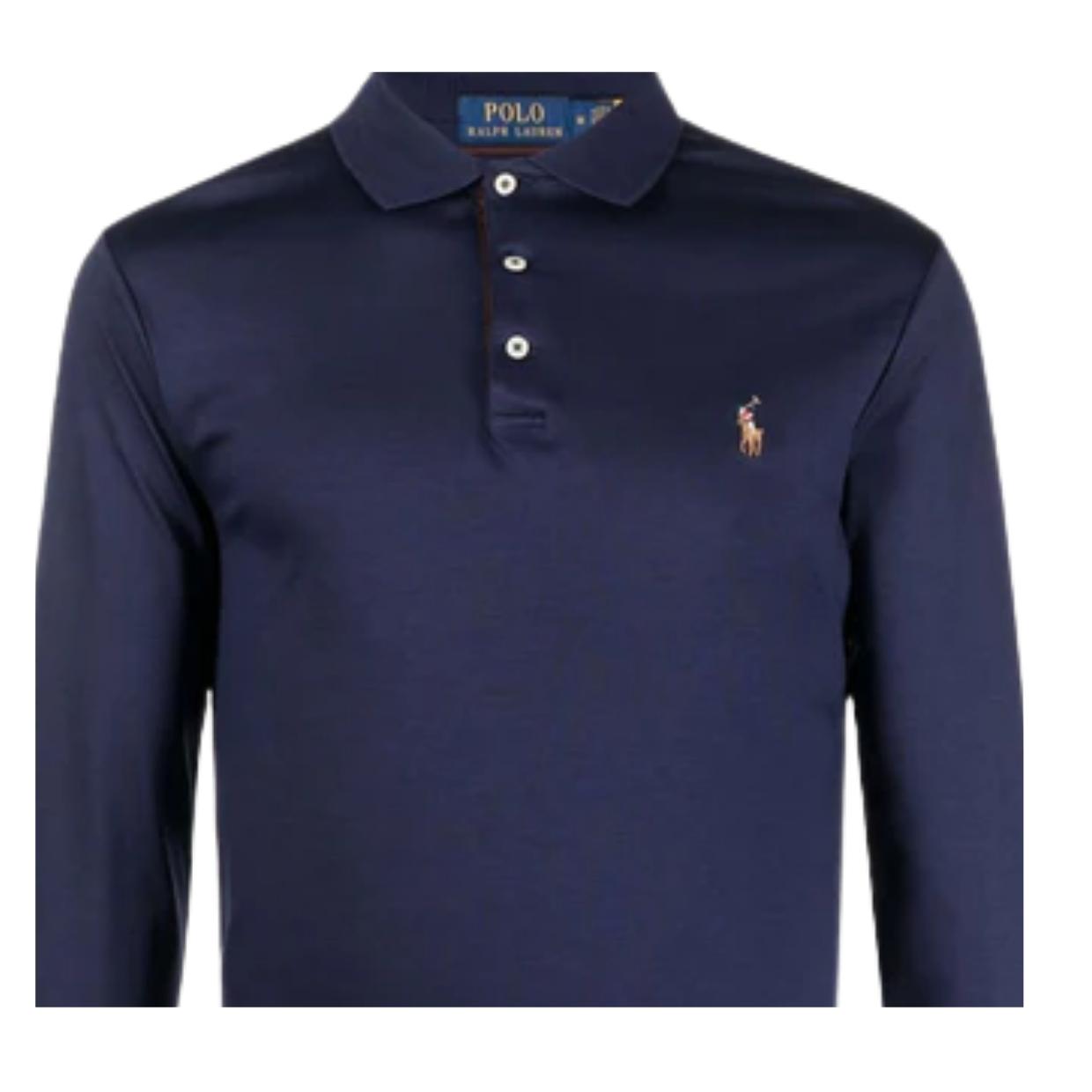 Polo Ralph Lauren Embroidered Pony Navy Long Sleeve Polo Shirts