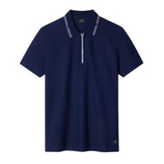 Paul Smith Navy Cotton Pique Half Zip Navy Polo Shirt