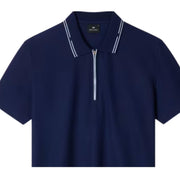 Paul Smith Navy Cotton Pique Half Zip Navy Polo Shirt