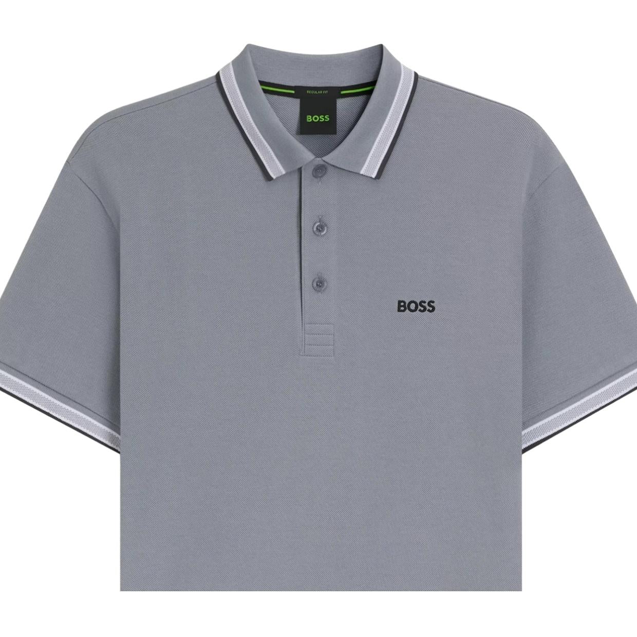BOSS Paddy Cotton Pique Grey Polo Shirt