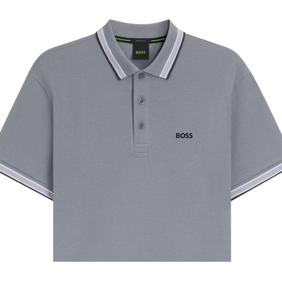 BOSS Paddy Cotton Pique Grey Polo Shirt
