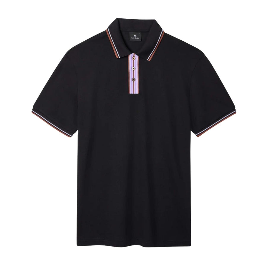 Paul Smith Stripe Tipping Black Polo Shirt