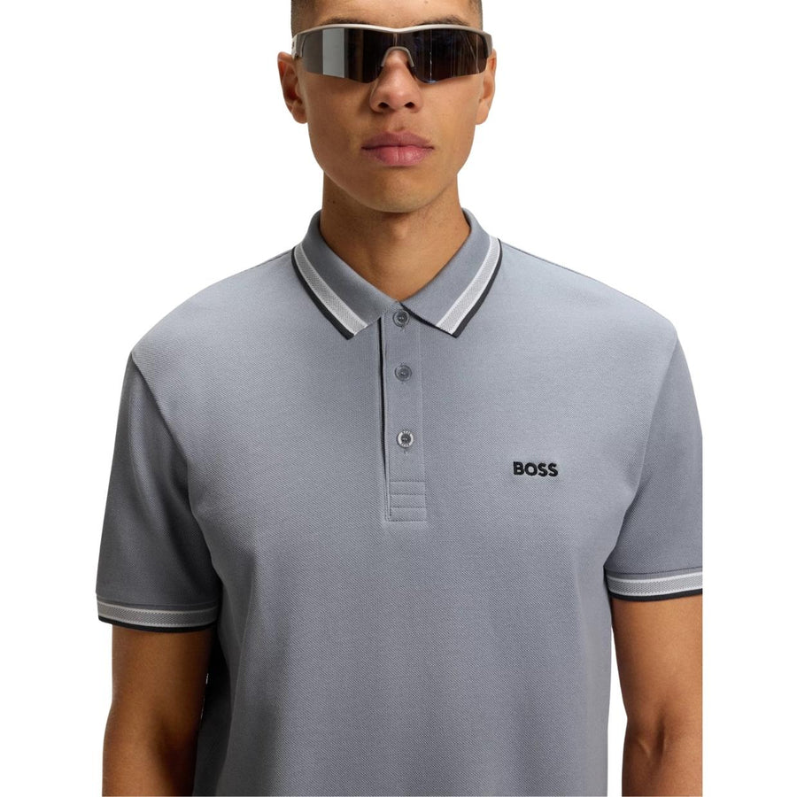 BOSS Paddy Cotton Pique Grey Polo Shirt