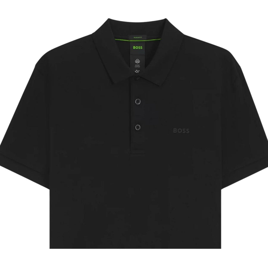 BOSS Patteo Regular Fit Jacquard Body-Mapping Black Polo Shirt