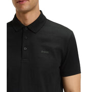 BOSS Patteo Regular Fit Jacquard Body-Mapping Black Polo Shirt