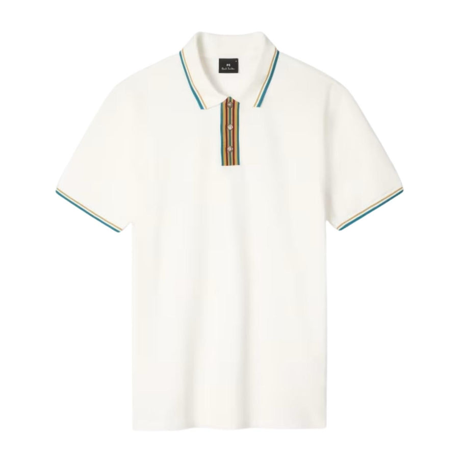 Paul Smith Stripe Tipping Ecru Polo Shirt