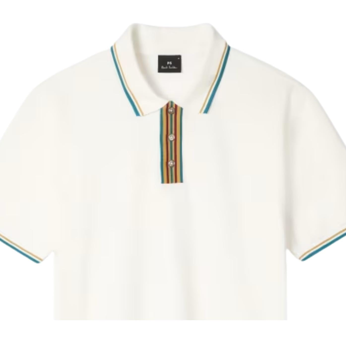 Paul Smith Stripe Tipping Ecru Polo Shirt