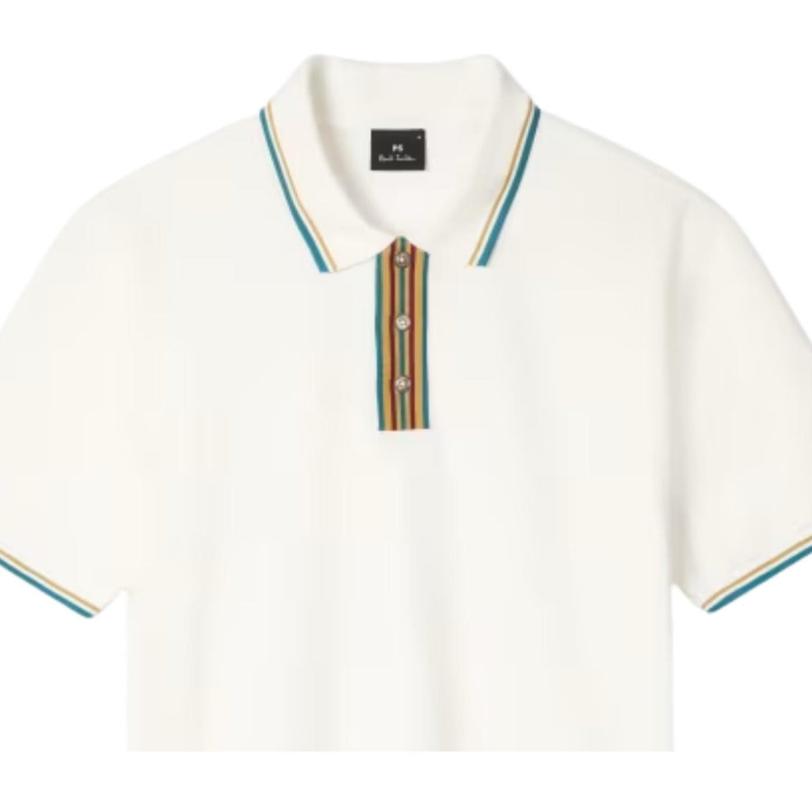 Paul Smith Stripe Tipping Ecru Polo Shirt