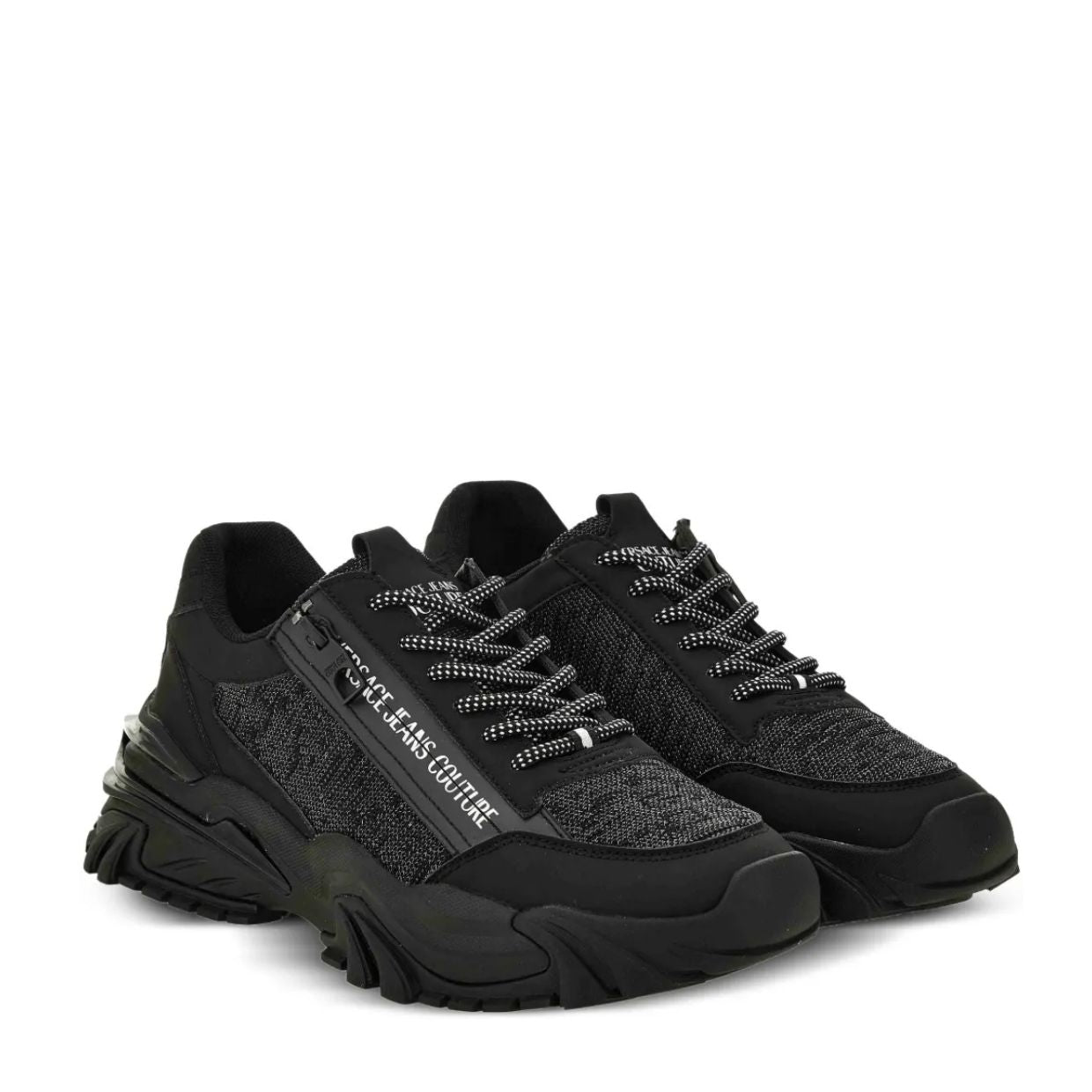Versace Jeans Couture Zip Logo Mesh Black Trainers