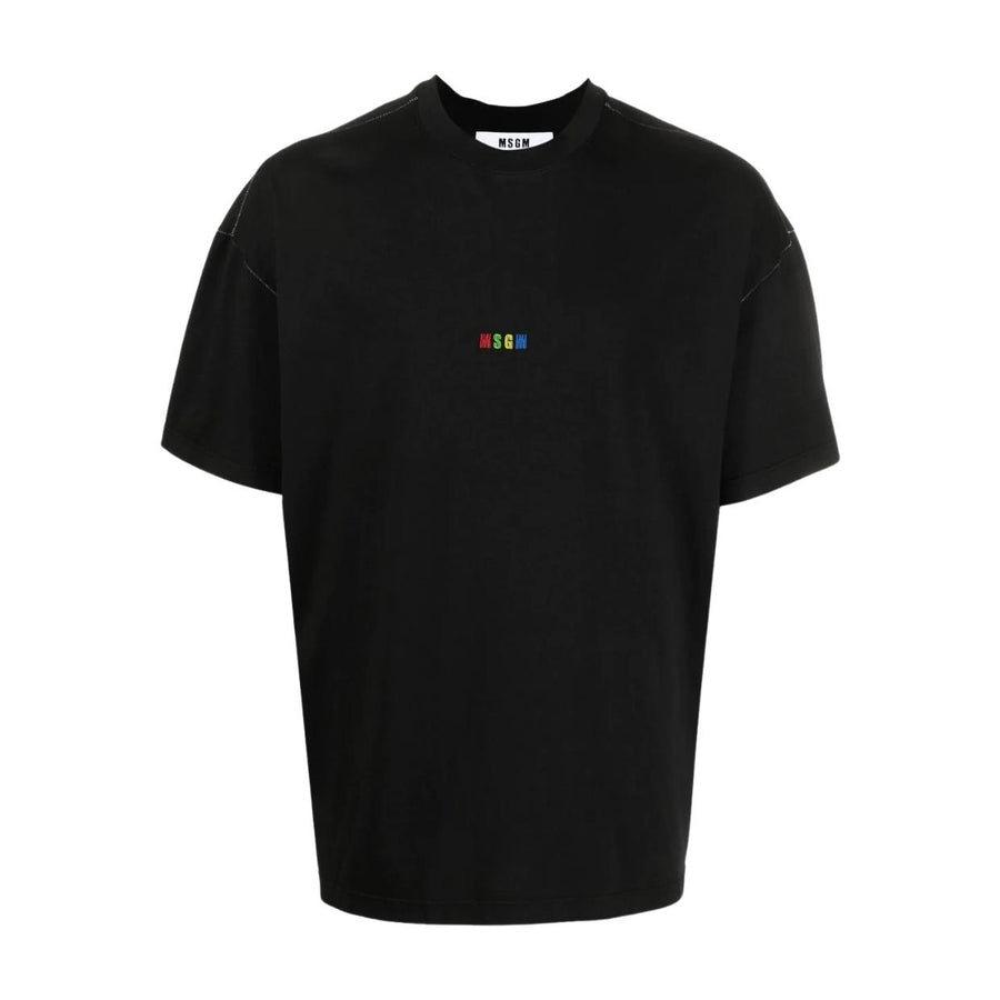 MSGM Multicolour Logo Black T-Shirt