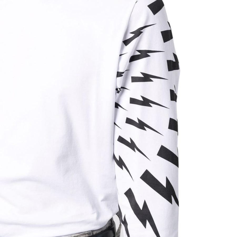 Neil Barrett White Fair Isle Thunderbolt Long Sleeve T-Shirt