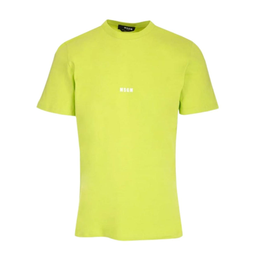 MSGM Lime Green Print Logo T-Shirt